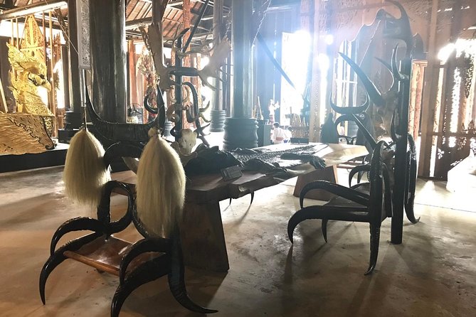 Chiang Mai-Chiang Rai:White+Black+Blue Temple+Golden Triangle+Boat Trip - Baan Dam Black House Museum: strange art that actually makes sense