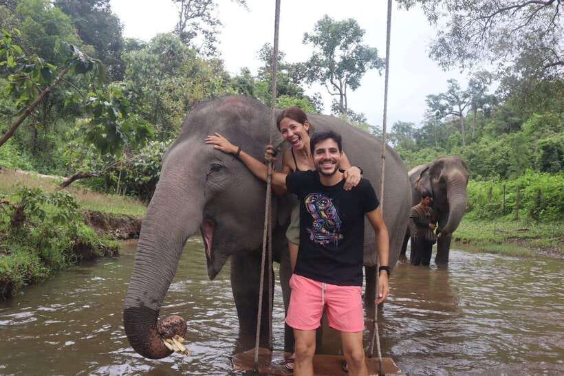 Chiang Mai: Elephant Sanctuary & Waterfall Group Tour - The River Bath: Cooling Down the Elephants and You