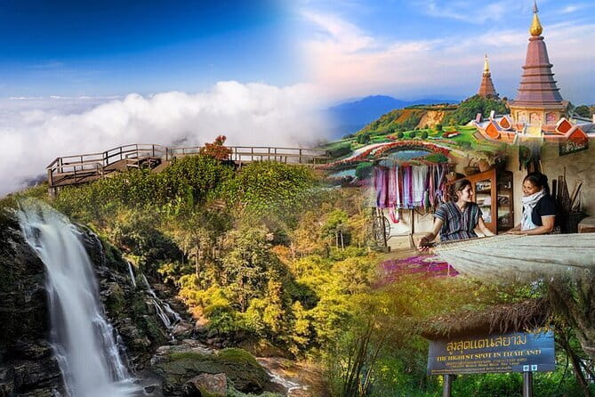 ChiangMai 1DayTour:Elephant Sanctuary,king&queen pagoda,waterfall - King and Queen’s Pagodas: the highest-point break you can walk off