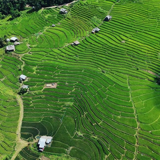 Chiangmai : Doi Inthanon unseen spot , Rice terrace & temple - Wachiratarn Waterfall, the park’s big start